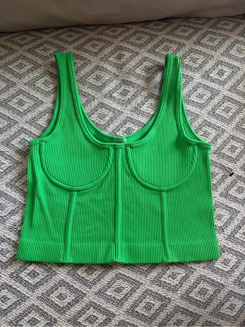 Dynamic Green Ribbed Crop Sports Bra Tank